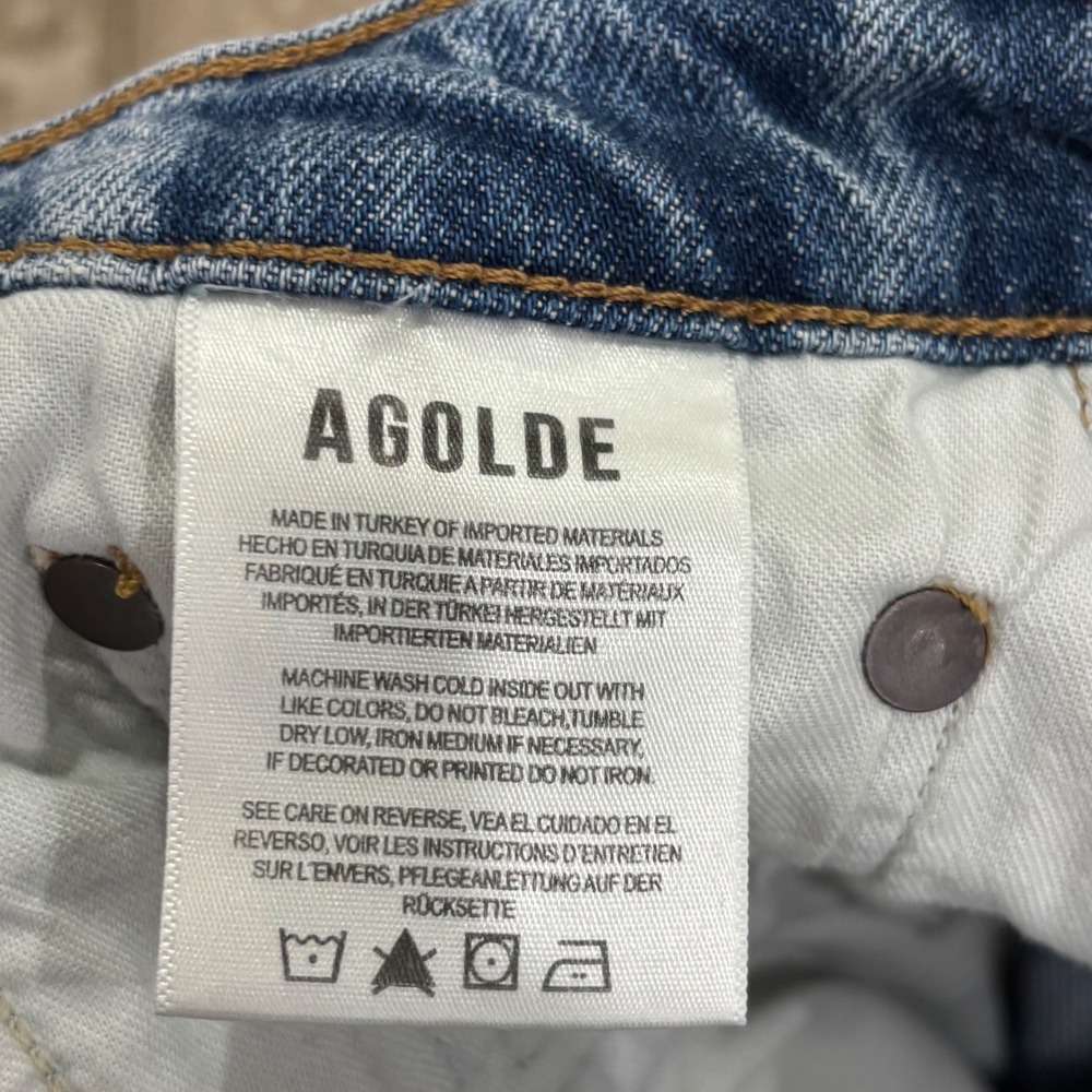 AGOLDE Riley Long High Rise Straight Leg Jeans Blue Size 24 A9090B-1554 - Picture 9 of 14